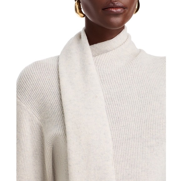 TOCCIN Liliana Sweater Dress Soft Gray Wool Cashmere Scarf Neck Midi Dress L - Picture 5 of 10